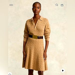 Ralph Lauren Cable-Knit Wool-Cashmere Sweater Dress, size L. Worn once, NWOT.
